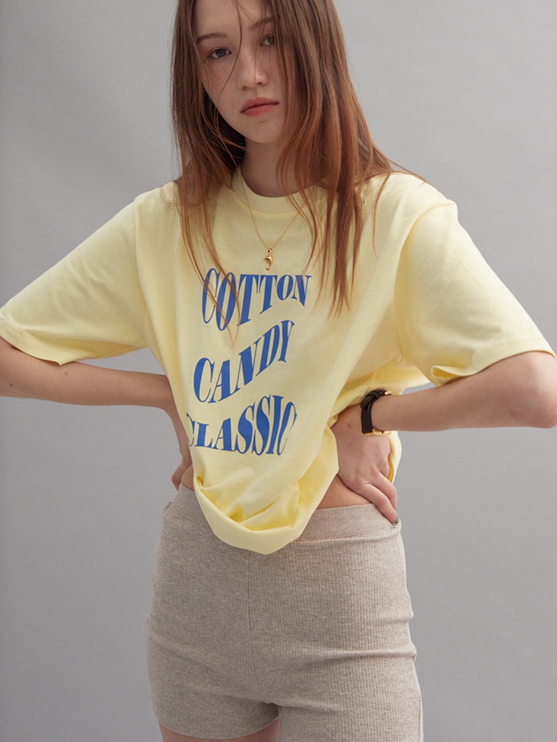 CCC Wavy Logo 오버사이즈 티셔츠/레몬