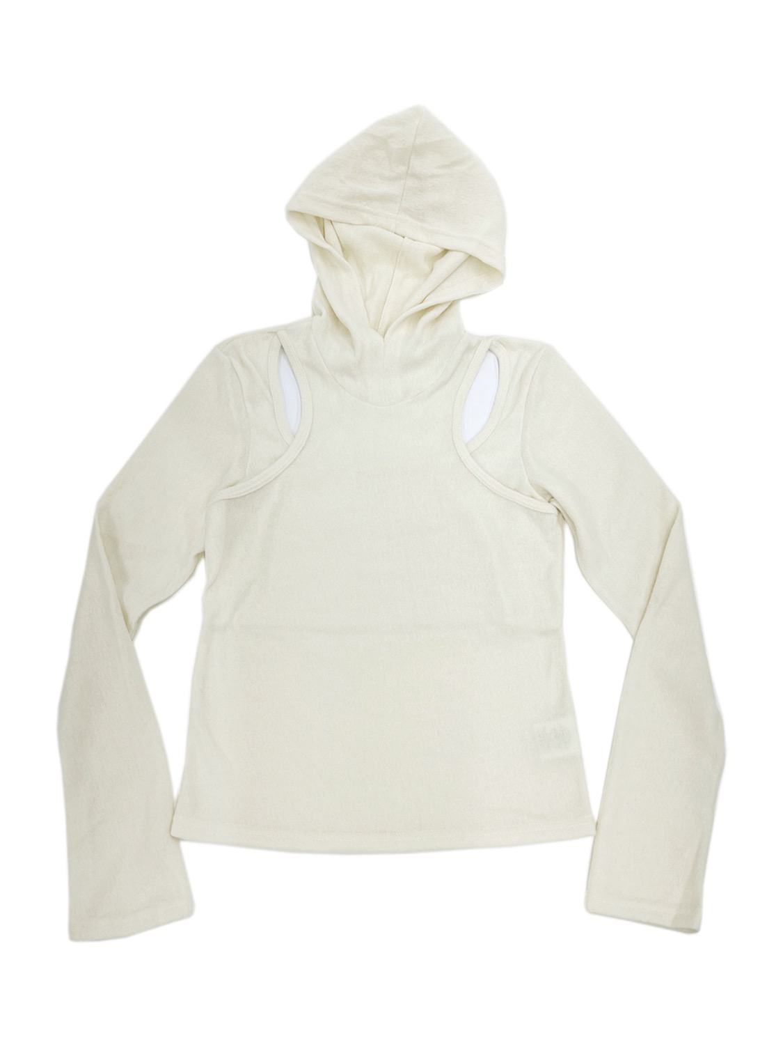 CUT OUT HOODIE/IVORY